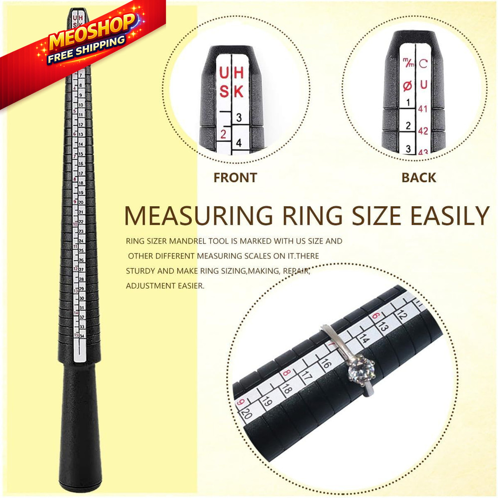 Ring Sizer Measuring Tool Kit Mandrel Sizing Finger COLORFUL
