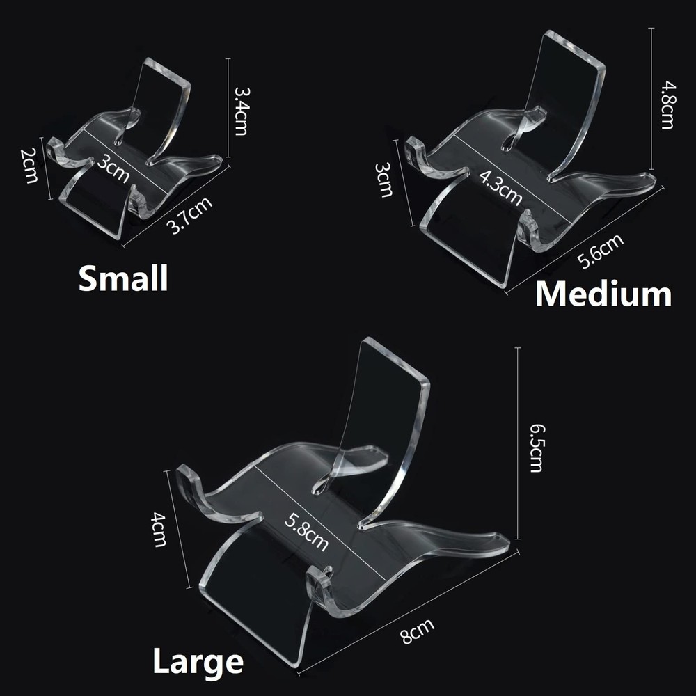 12 PCS Rock Display Stand Mini 12 ( 4* large+4* medium+4* small ), clear