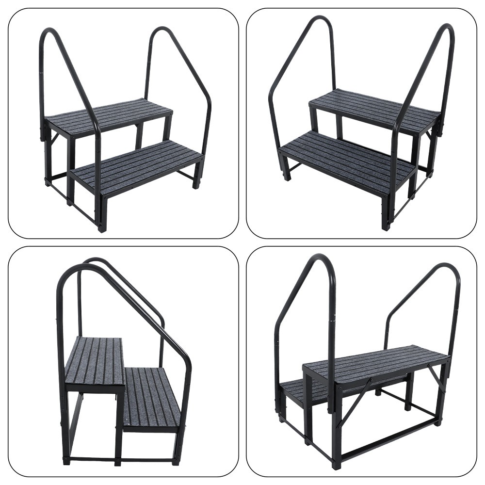 For 2 Step RV Steps with 2 Handrails w/Step Mat 660 lbs Load Capacity