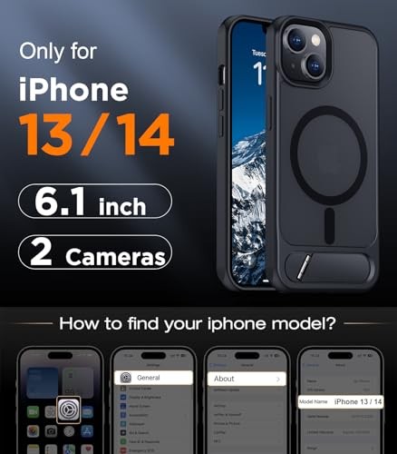 Compatible with iPhone 14 Case/iPhone 13 Case,[Built-in Invisible Black