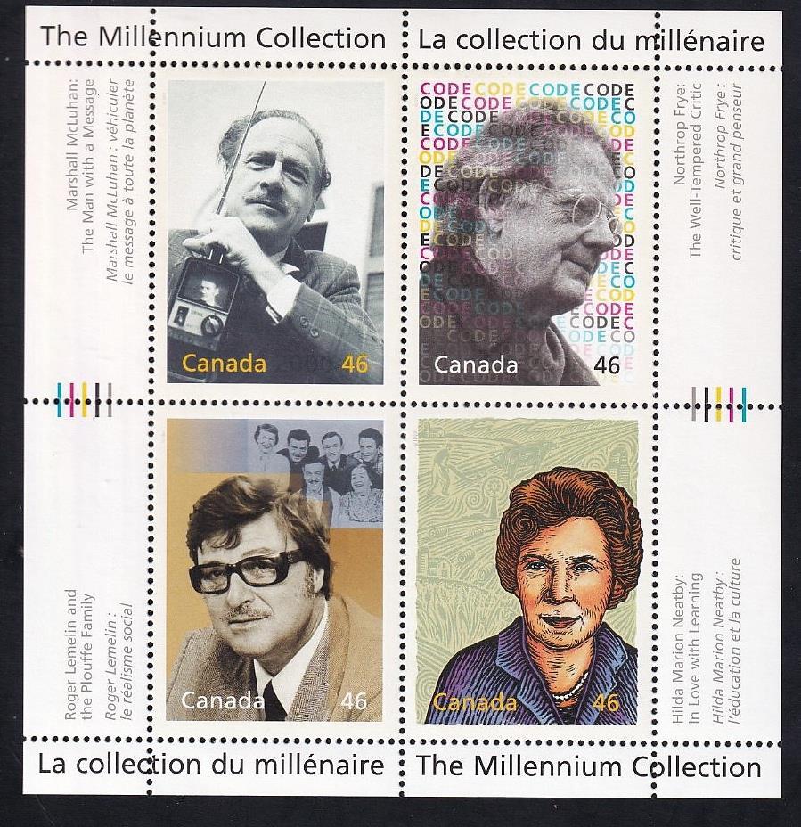Canada 2000 Millennium Great Thinkers, MNH pane sc#1829