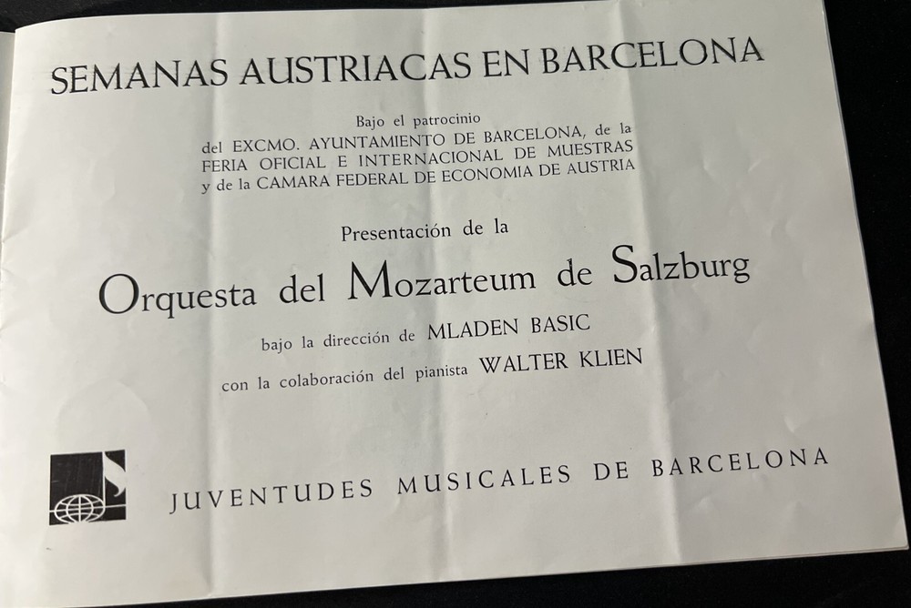 SIGNED Walter Klein Mladen Basic Barcelona Concert Program June 1966 COA JSA VG