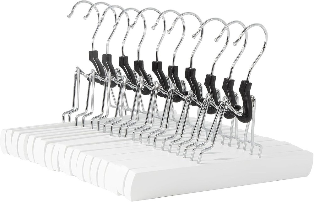 Sturdy Wooden Pants Hangers Natural 10-Pack