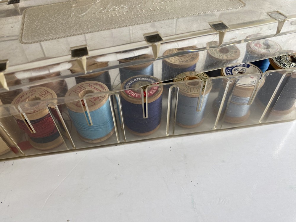 VTG TIDEE MAID THREAD BOX FULL WOOD SPOOLS
