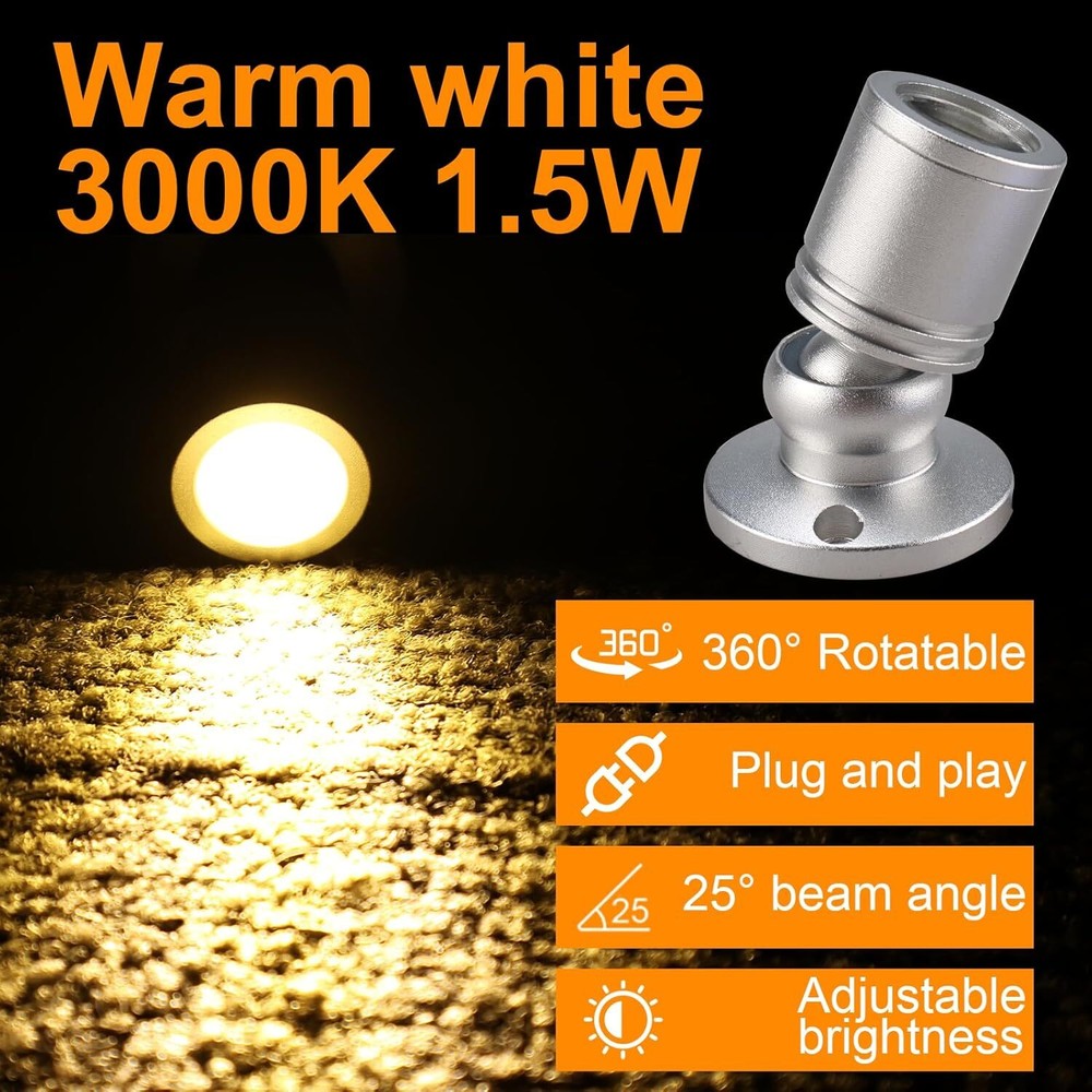 4/8Pack Dimmable LED Mini Spotlight for Display Cabinet Showcase Warm/Cold White