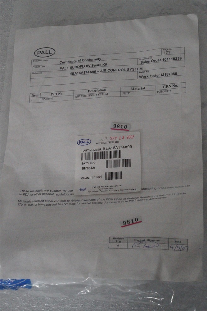 Pall Air Control Kit EEA16A174A99