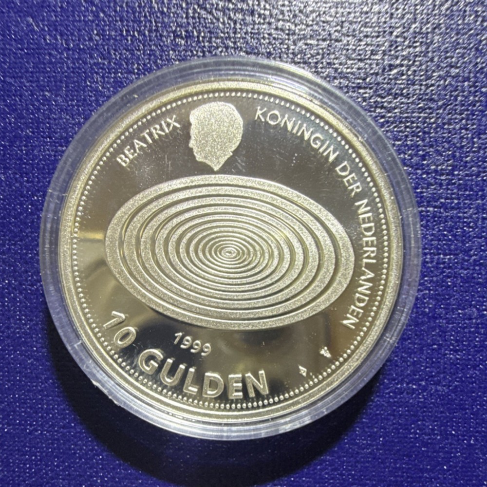 Netherlands 10 Gulden Silver Coins 1999 & 2000 Beatrix Uncirculated