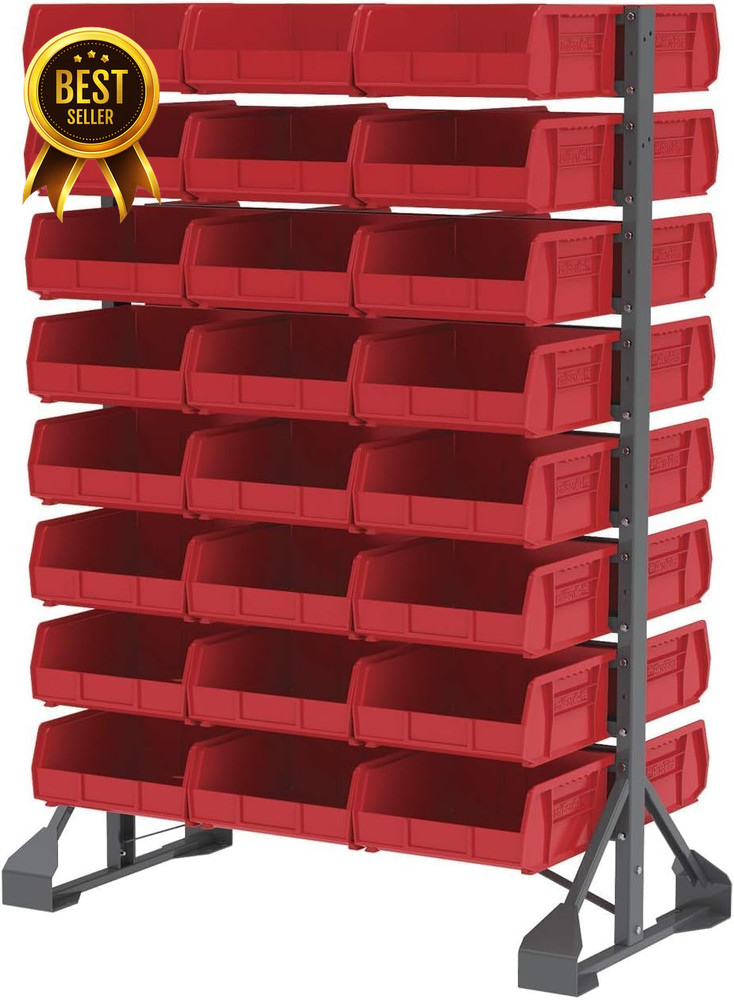 Stackable Plastic Storage Bins 6 Pack 11x11x5 Garage Pantry Organization Red