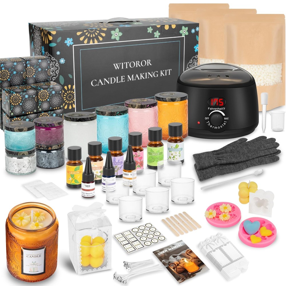 Candle Making Kit, Scented Candles Kit Medium, Black Melt Warmer