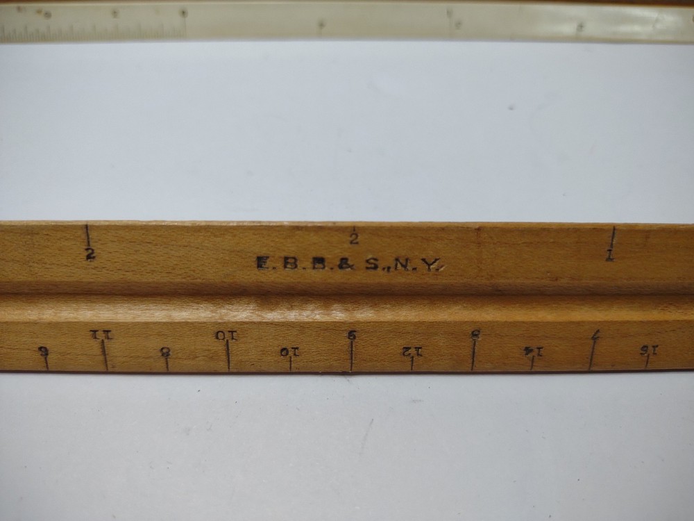 2 Vintage Triangle wood 12" rulers for drafting, architecture, engineering
