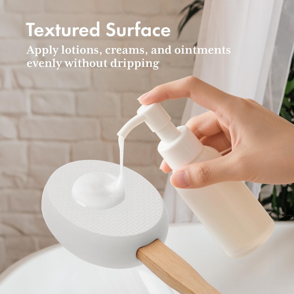 AmazerBath Lotion Applicator for Back, Feet, 4 Replacement 4 Piece Set, White