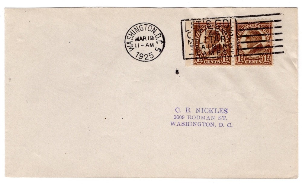 #582 Warren G. Harding 1 1/2c First Day Cover 1925 - C.E. Nickles