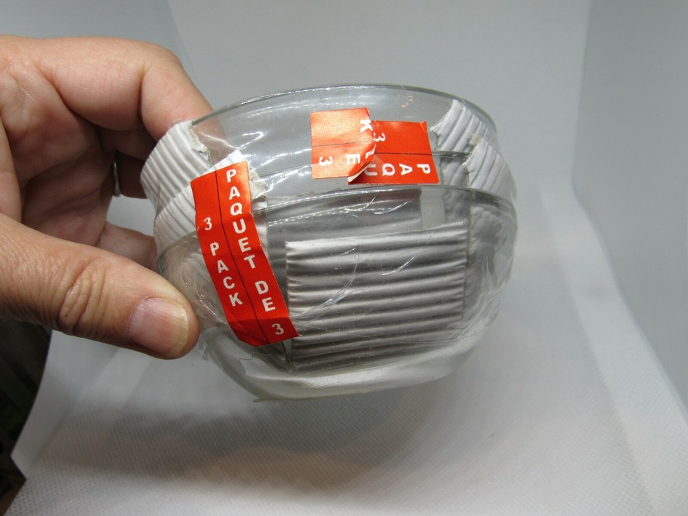 Set Of 3 Small Round Glass Stackable Prep Dip Bowls 4"