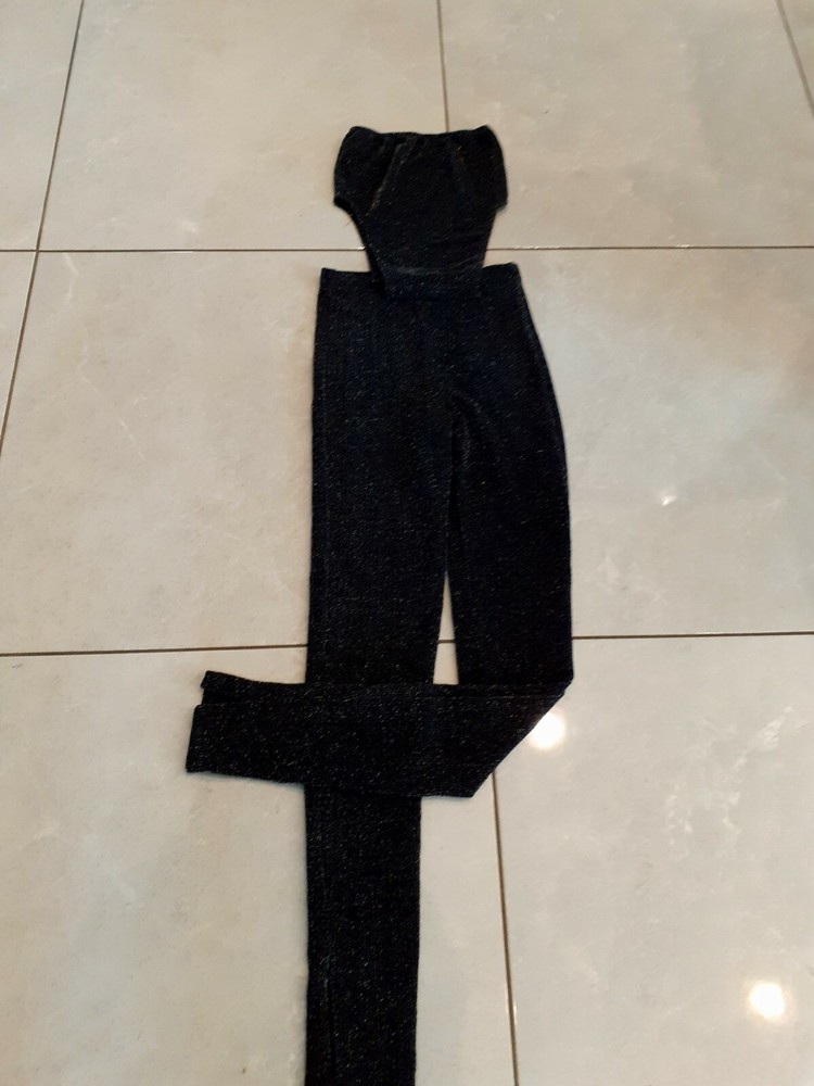 BLACK SILVER GLITTERING STYLISH TROUSERS AND TOP SIZE SMALL