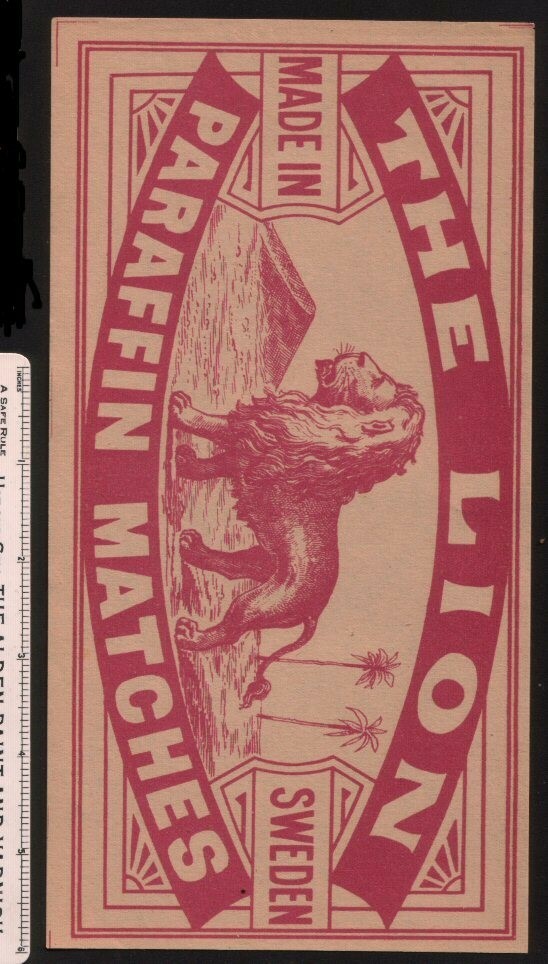 Match box label extra Large Packet size The lion #736a