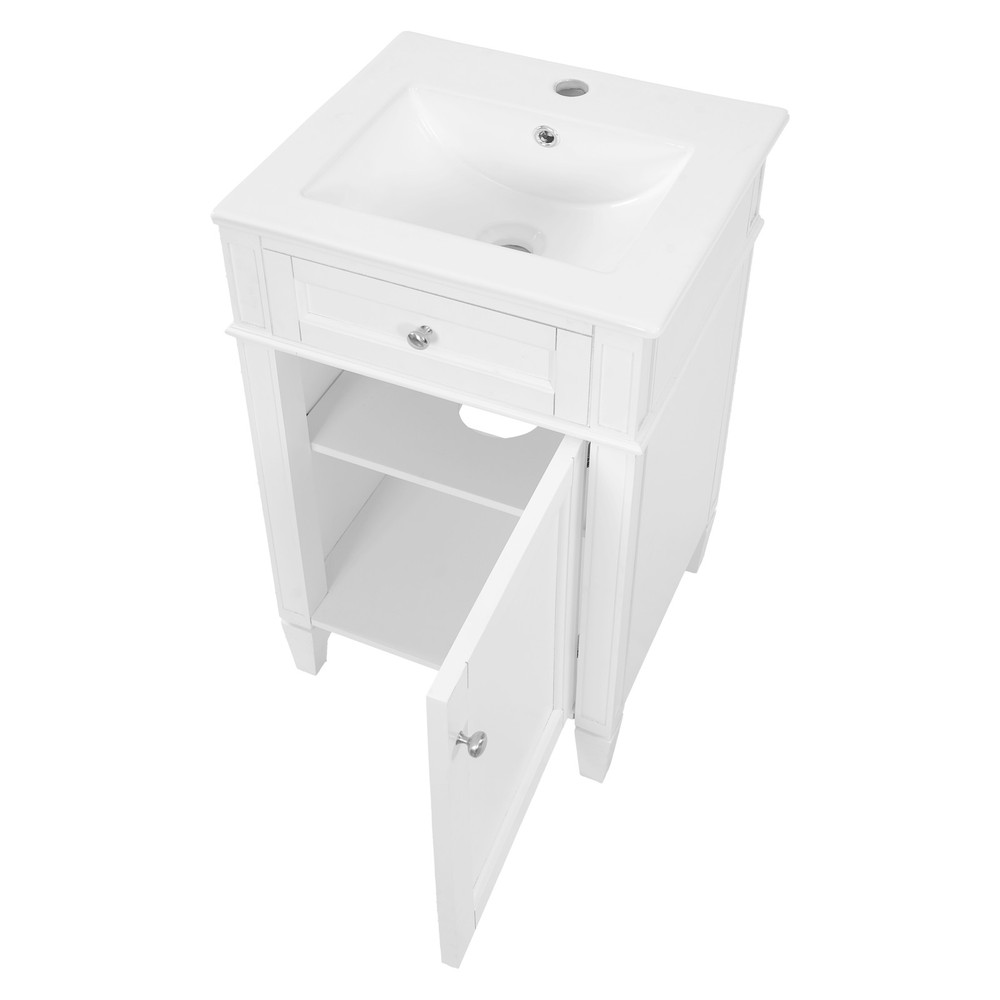 18'' Bathroom Vanity w Ceramic Sink Freestanding Single Vanity Adjust Shelf