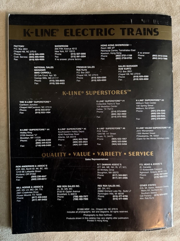 K-Line Electric Trains Catalog, 1995 First Edition