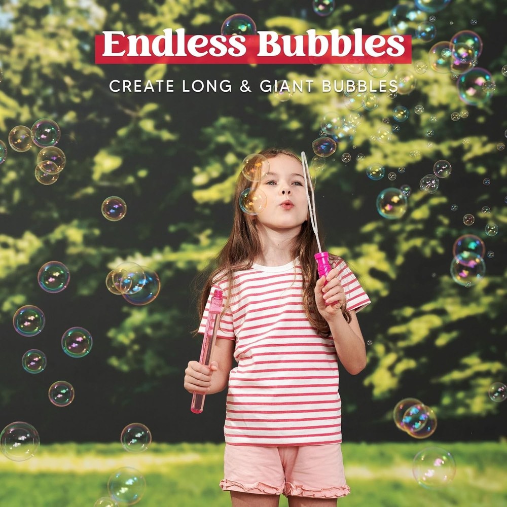 Vibrant 14.6” Big Bubble Wands Set - 1 Dozen with Safe Bubble Solution for Kids