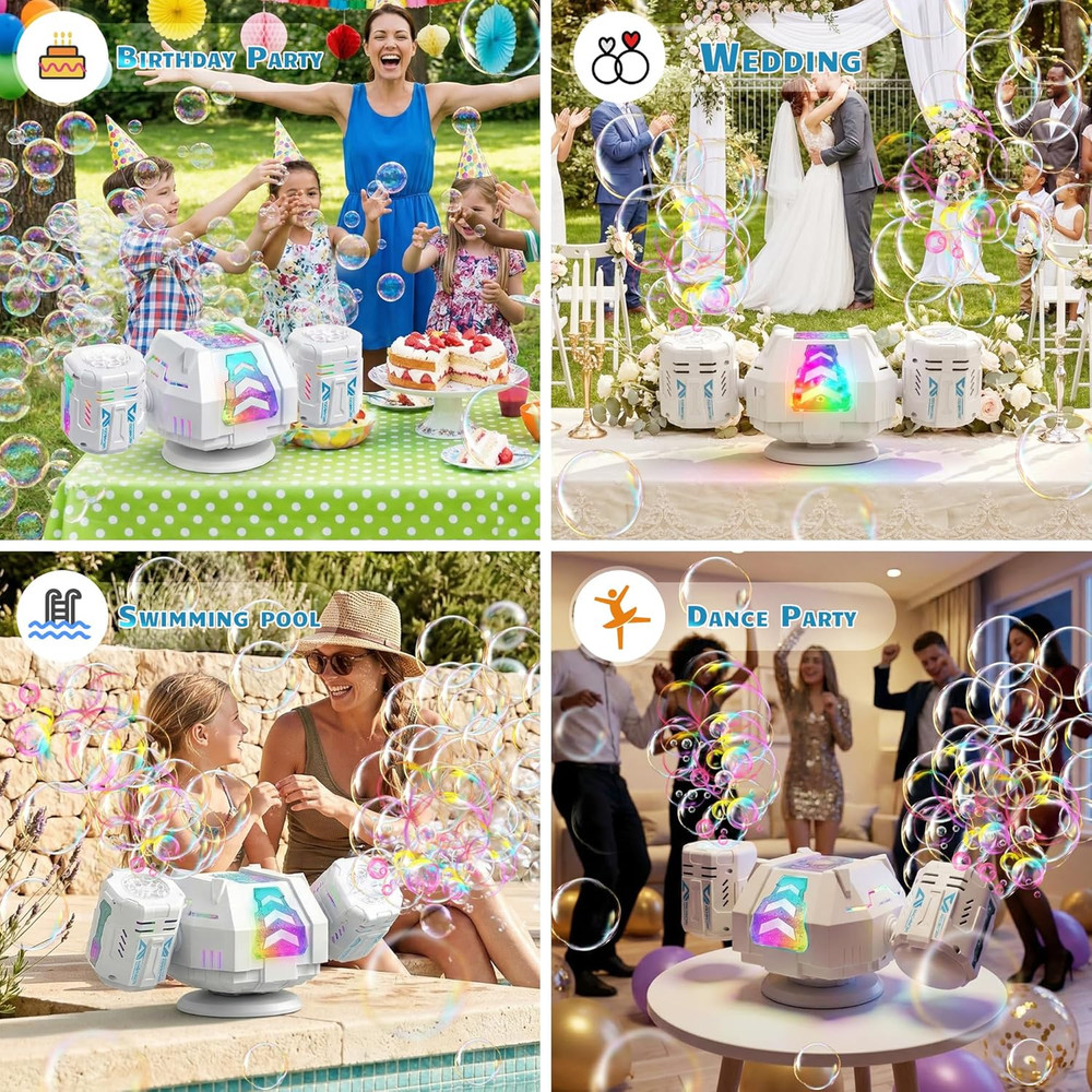 Bubble Machine, Rechargeable Dual-Nozzle Bubble Machine with Remote Control, ...
