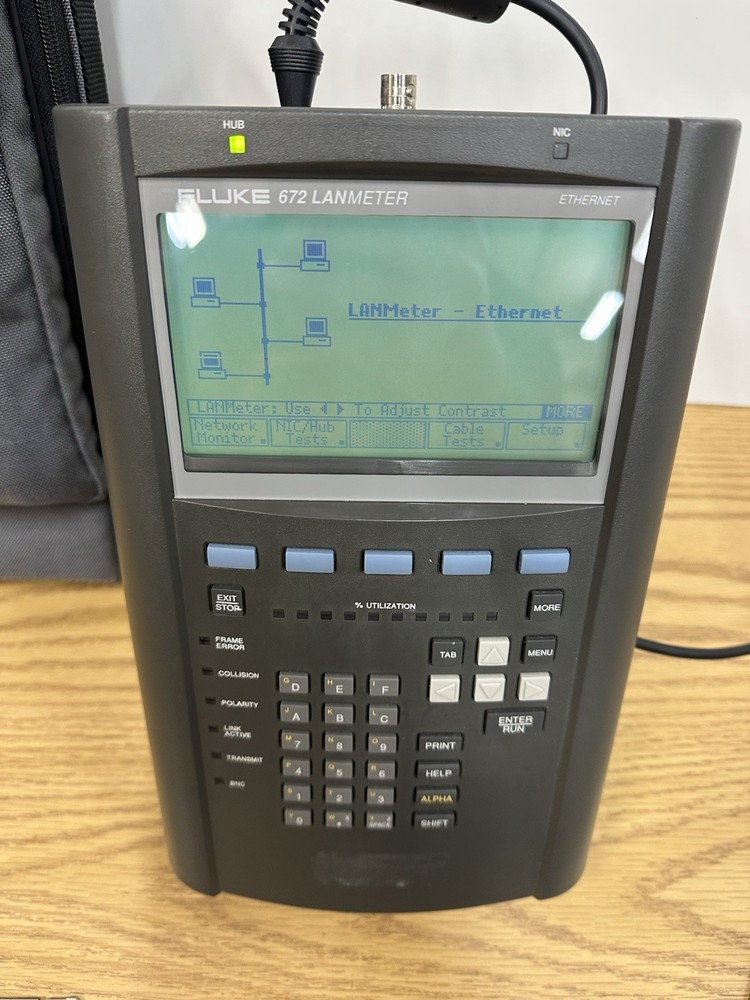 FLUKE 672 Ethernet LANmeter Network Analyzer W/ Bag Disk Adapter Powers UNTESTED