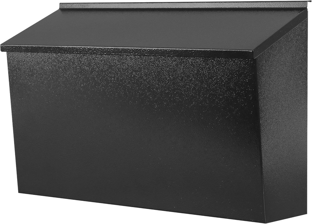 Large Capacity Locking Wall Mount Mailbox - Black