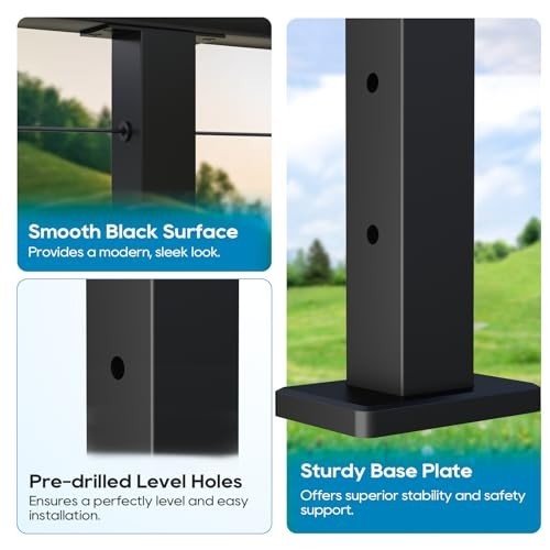 36" Stainless Steel Cable Railing Post with Flat Bracket, Surface Mount for Deck