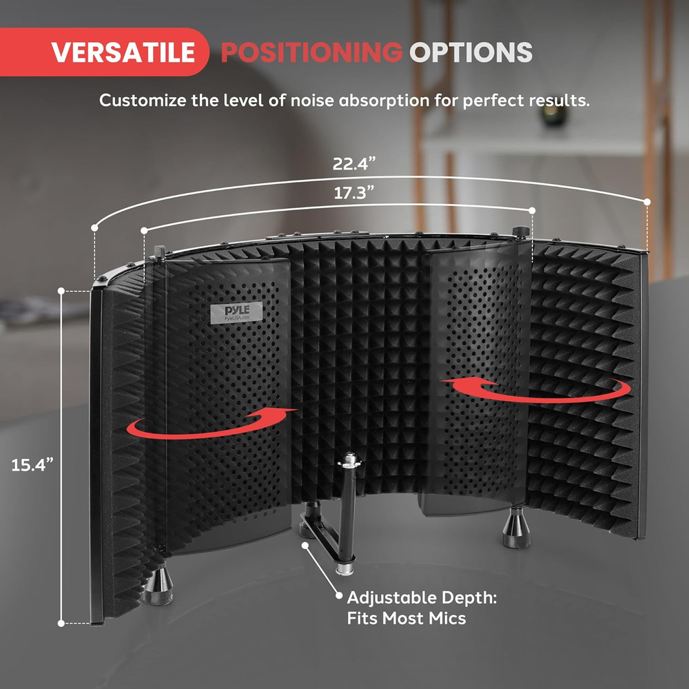 Microphone Isolation Shield with Soundproof Foam, Portable Vocal Recording Booth