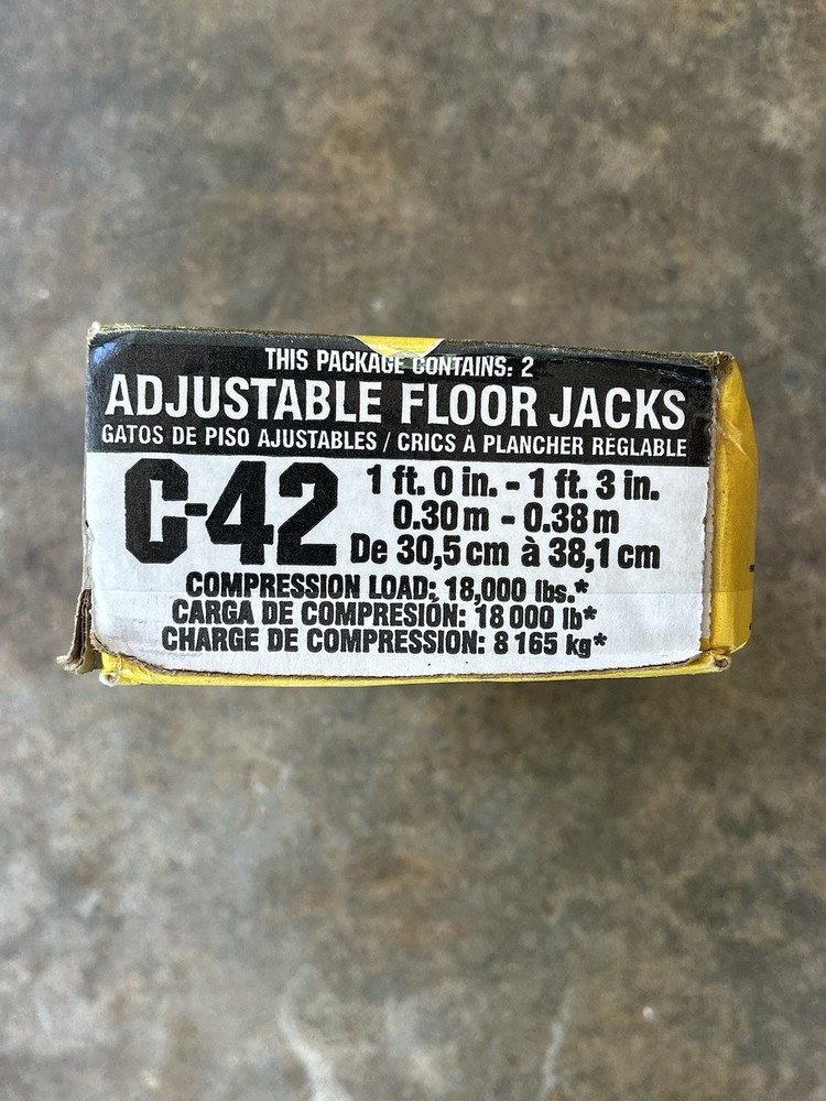 Akron C-42 Adjustable Floor Jack Temporary Supports Size Range 1'-1' 3" (2 Pack)