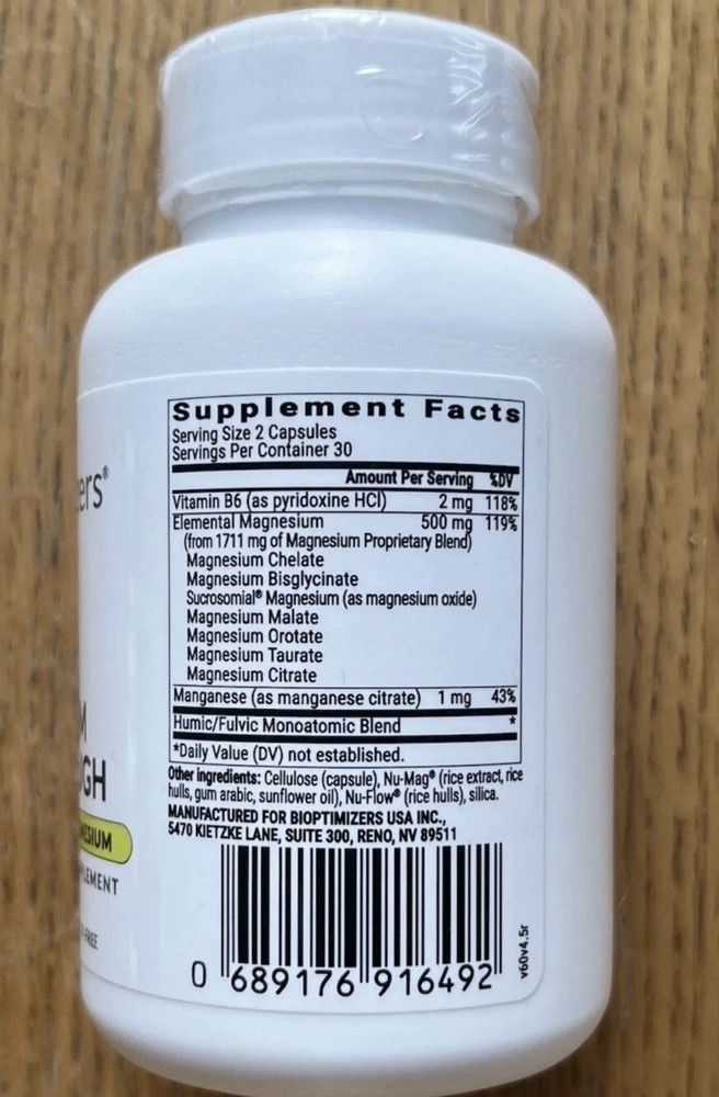 Bioptimizers Magnesium Breakthrough all 7 essential forms, 60 capsules