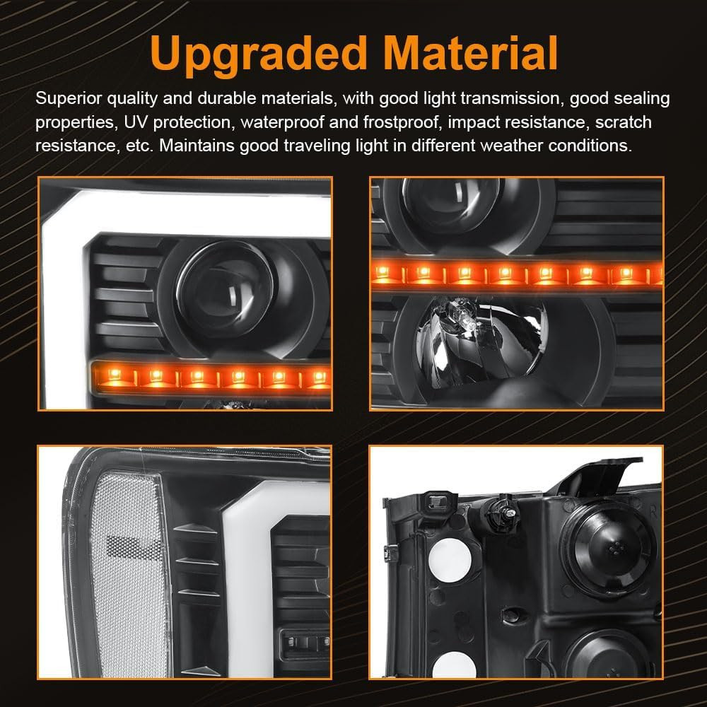 LED DRL Headlight Assembly, Headlights Kit Compatible with 2007-2013 GMC Sierra