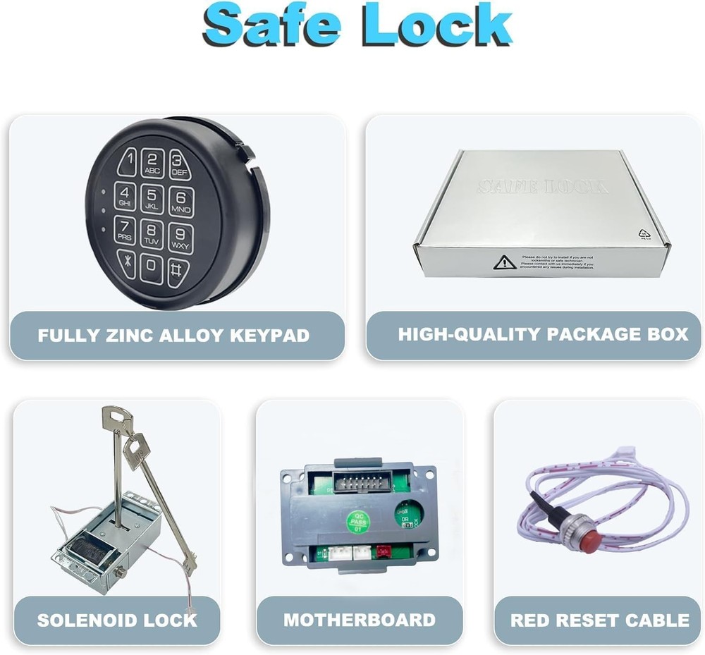 Electronic Safe Lock Replacement Keypad with Solenoid & 2 Override Black