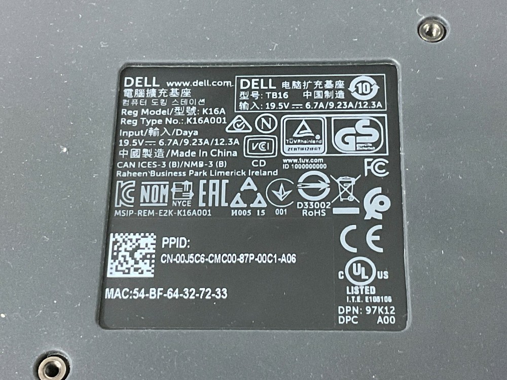 Dell Thunderbolt TB16 Dock 180 watt 452-BCNP ✅❤️️ ✅❤️️