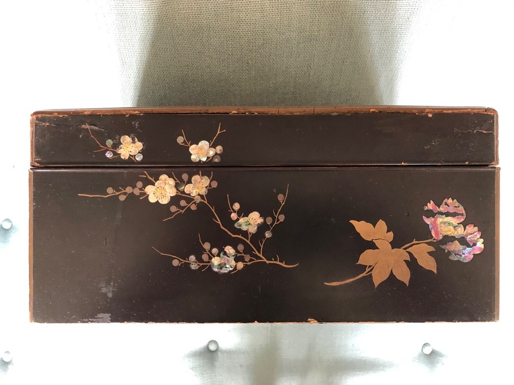 Japanese Lacquer Document Box 12.5 x 15.5 x 5 3/4
