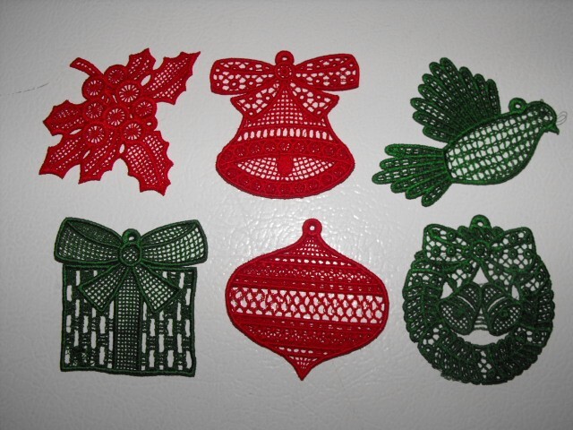 Tree Ornaments Machine Embroidered