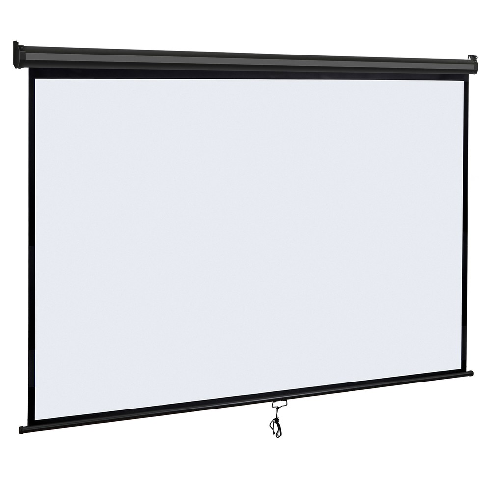 80 inch Projector Screen Pull Down Auto-Locking Retractable Indoor Movie Screen