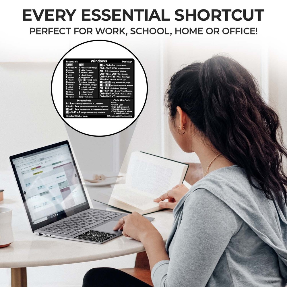 SYNERLOGIC Black Windows Reference Guide Keyboard Shortcuts Vinyl Sticker