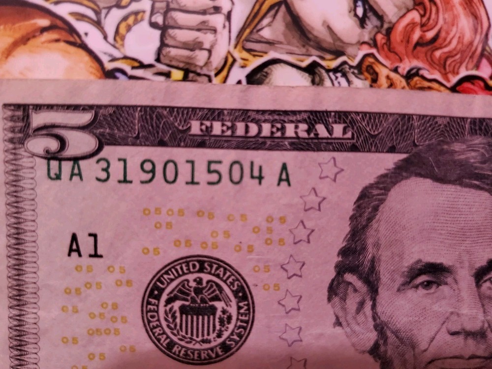 $5 Error Note Overprint Shift Fancy Serial Number