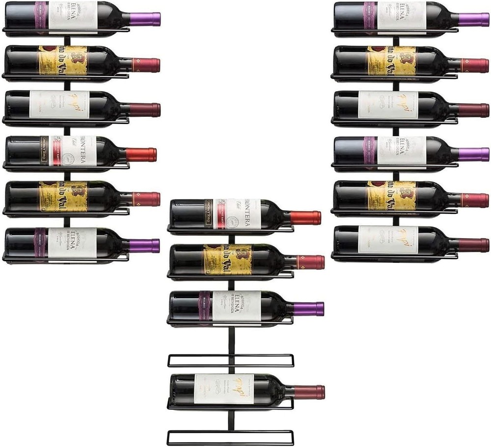 Wall Mount Wine Ra – Holds 6 Bottles – Bla Metal Wine Bottle