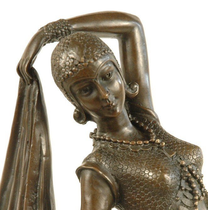 Signed D.H.Chiparus, bronze statue art deco dancer Yambo sculpture
