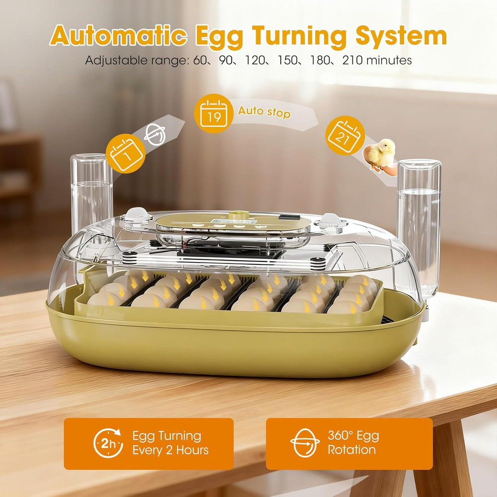 24 Egg Incubator for Hatching Eggs, Automatic Egg Turning, Temperature & Humidit