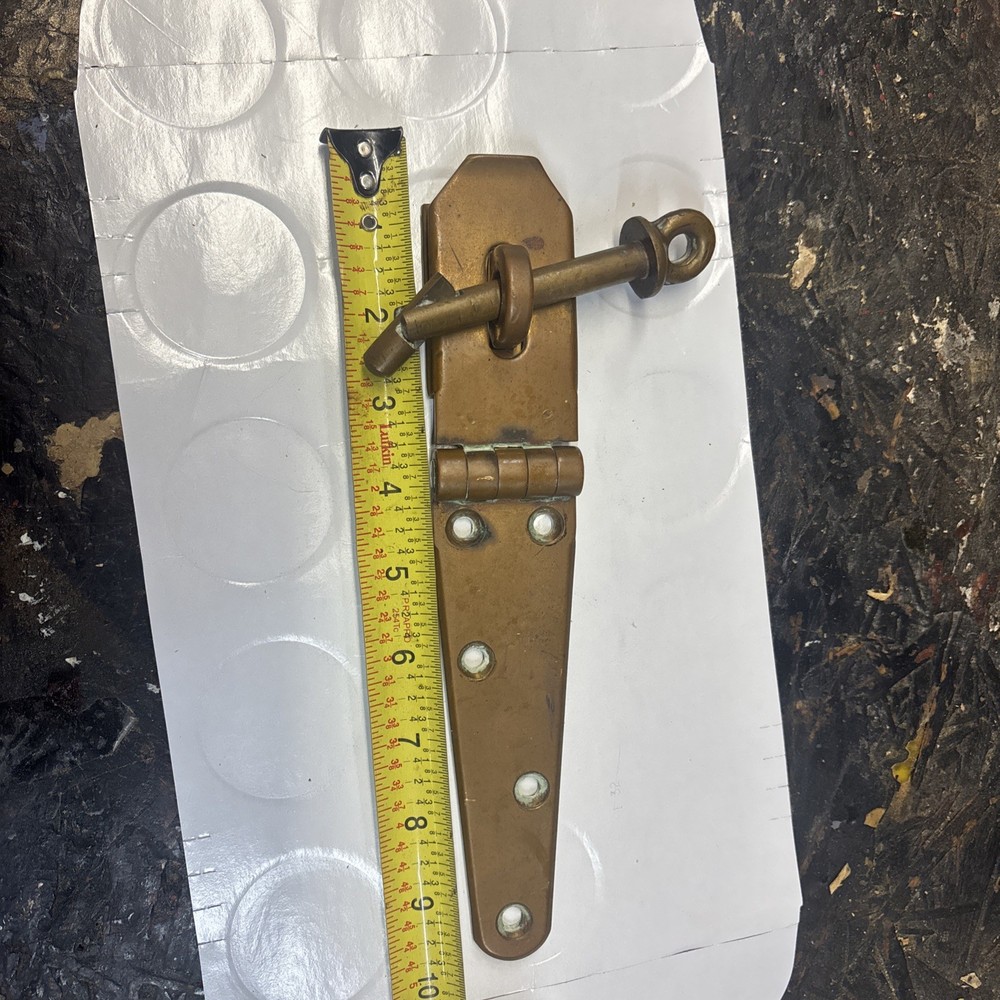 Antique Solid Brass Padlock Hasp Locking Pin Early Industrial Hardware