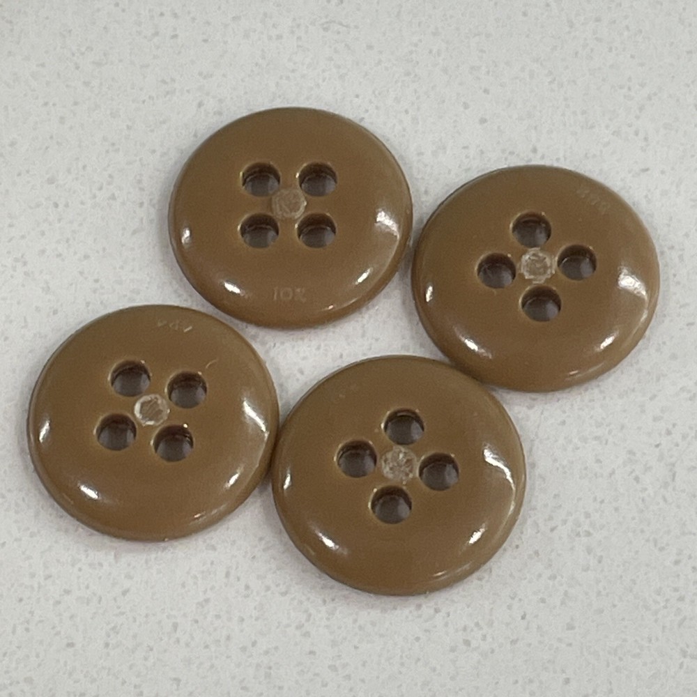 25 Buttons Light Brown Plastic 4-Hole Sew Through Sewing 1/2”