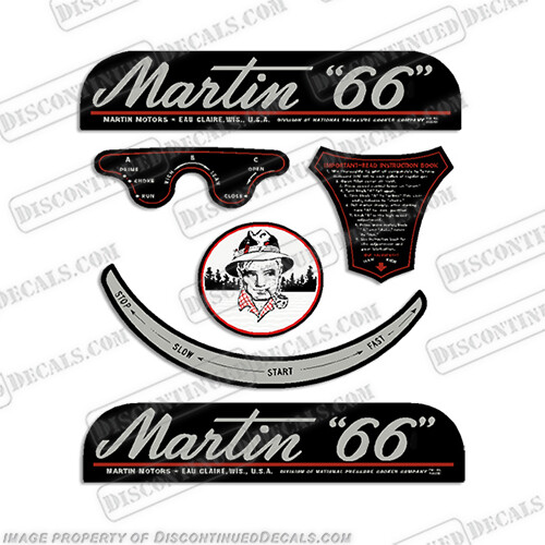 Fits Martin 6.6hp Outboard Motor Engine Decal Kit