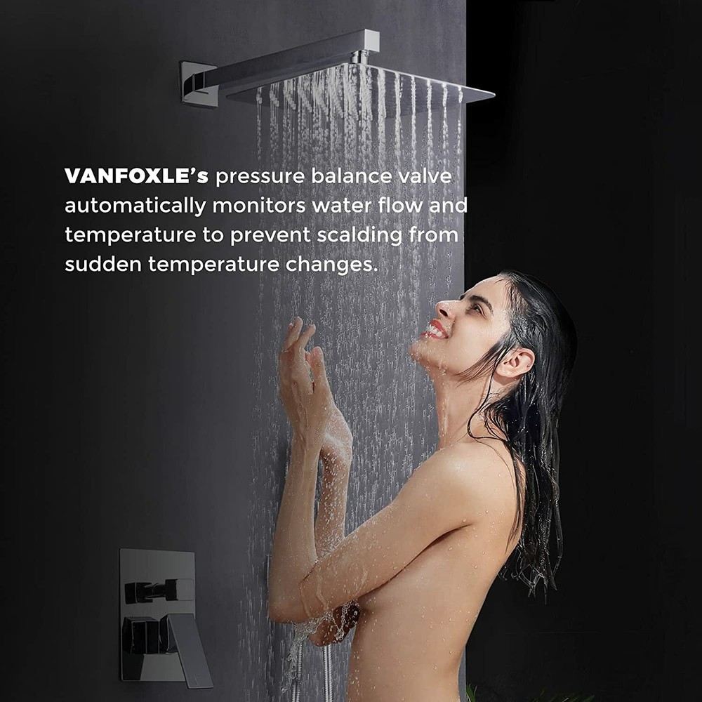 Shower Faucet Wall Mount Shower Combo Set Handheld Shower Solid Brass in Chrome