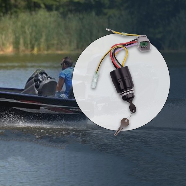 For Tracker Boat 129572 Ignition Switch Plug 2 Keys 3 Position 6 Wire Connector