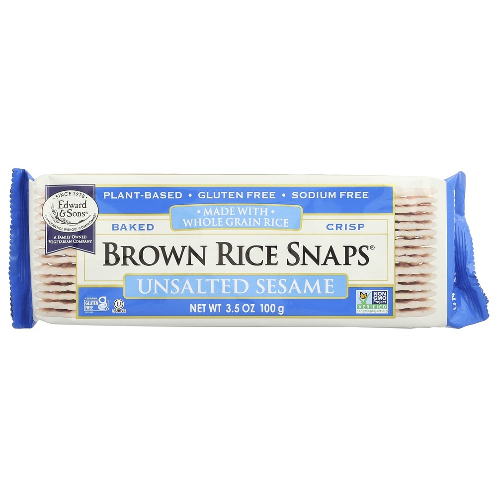 Brown Rice Snaps®, Unsalted Sesame, 3.5 oz (100 g)