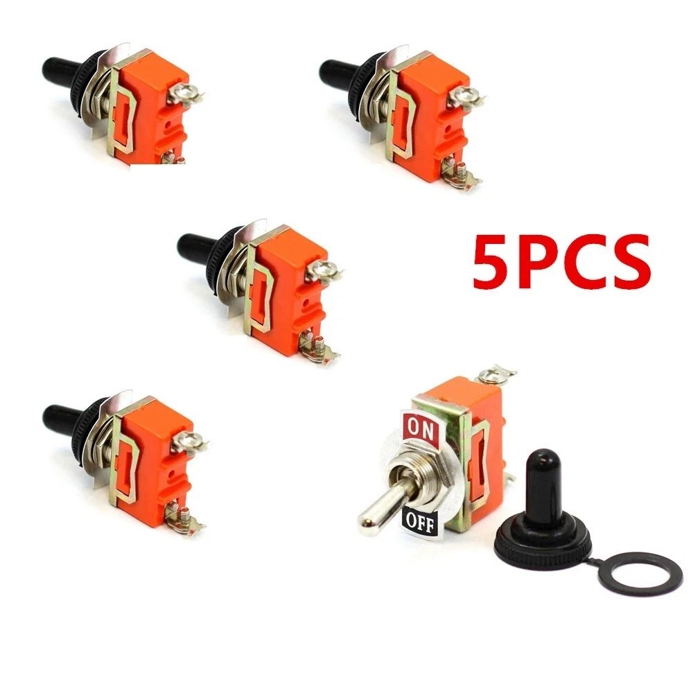 5X 12V SPST Solid Metal Toggle Switch ON/OFF Single Pole for Marine / Automotive