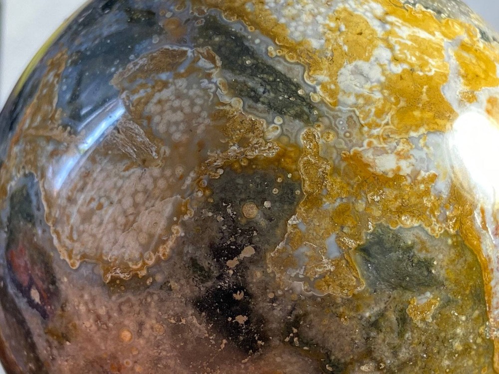 3.4" 86mm - 856gms "Exceptional Pattern"~OCEAN JASPER Sphere E1364
