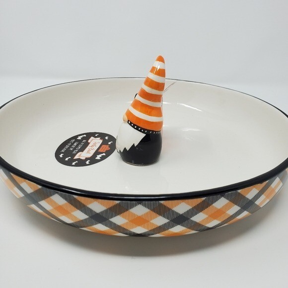 Halloween Thanksgiving Gnome Ceramic Party Bowl