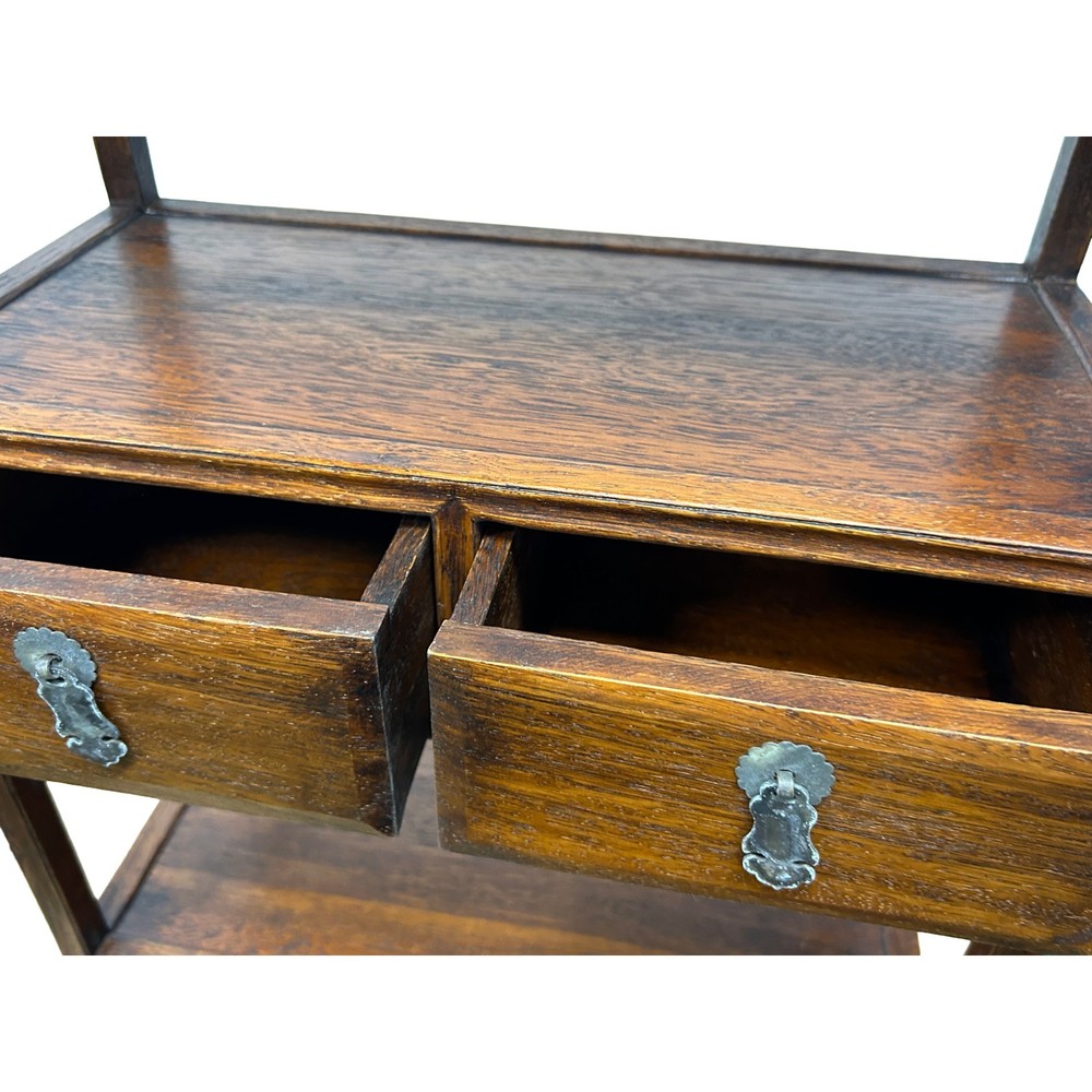 Chinese Brown Stain Wood Rectangular Small Curio Display Stand GB250